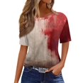 thumbnail image 2 of WTOBBY Women's Casual Short Sleeve Pullover Top with Round Neck, Featuring Bloody Halloween Print for Seasonal Fashion,Perfect for Costume Events, Soft and Stylish Apparel,Beige L, 2 of 5