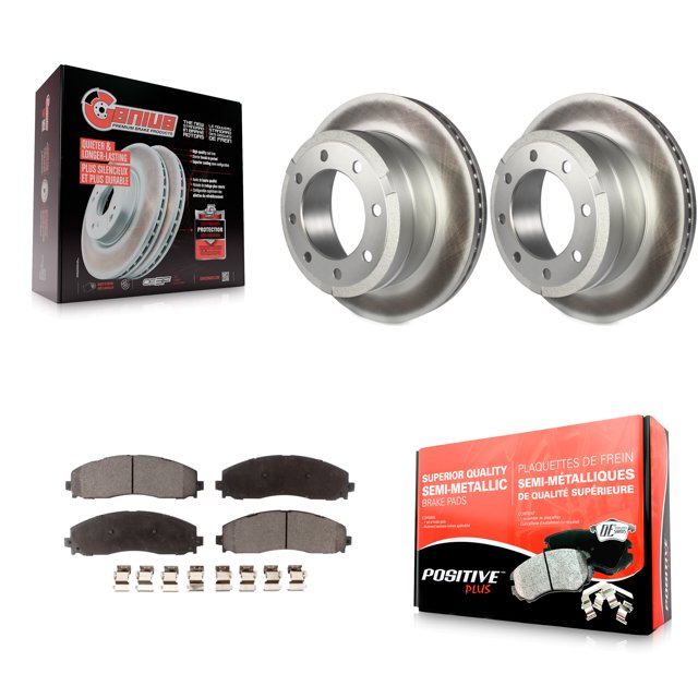 Transit Auto Rear Coated Disc Brake Rotors and Semi-Metallic Pads Kit for Car Ford F-350 Super Duty F-250 KGF-101291