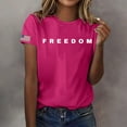 thumbnail image 2 of Women's Freedom Print Casual T-Shirt, Comfortable and Breathable Shirt for Famale, Pink Hot, L, 2 of 4