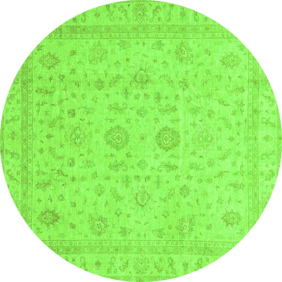 Ahgly Company Indoor Round Oriental Green Traditional Area Rugs, 6' Round