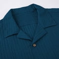 thumbnail image 5 of ZunFeo Mens Wrinkle Free Quick Dry Short Sleeve Button Down Shirt Textured Casual Camp Collar Blouse Navy Summer,Size L, 5 of 5