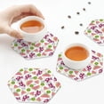 thumbnail image 4 of Leather Coasters with Heat-resistant for Drinks, Cute Grape Watermelon -标题2 Hexagon, 4 of 5