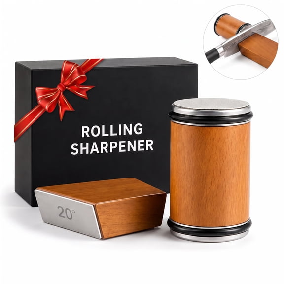 Rolling Knife Sharpener, Diamond and Ceramic Abrasive Sharpener with 15/20° Magnetic Angle Guide for Kitchen Chef and Outdoor Knives