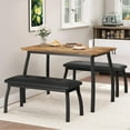 thumbnail image 1 of Yeshouse Juego de comedor para 4 personas, moderno conjunto de mesa y banco de 3 piezas con estructura metálica y asientos tapizados, 1 of 9