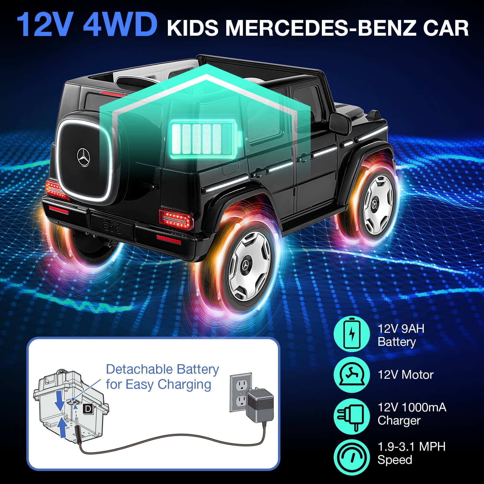 Infans Licensed Mercedes-Benz EQG Kids Ride On Car w/ Remote Control Detachable Battery