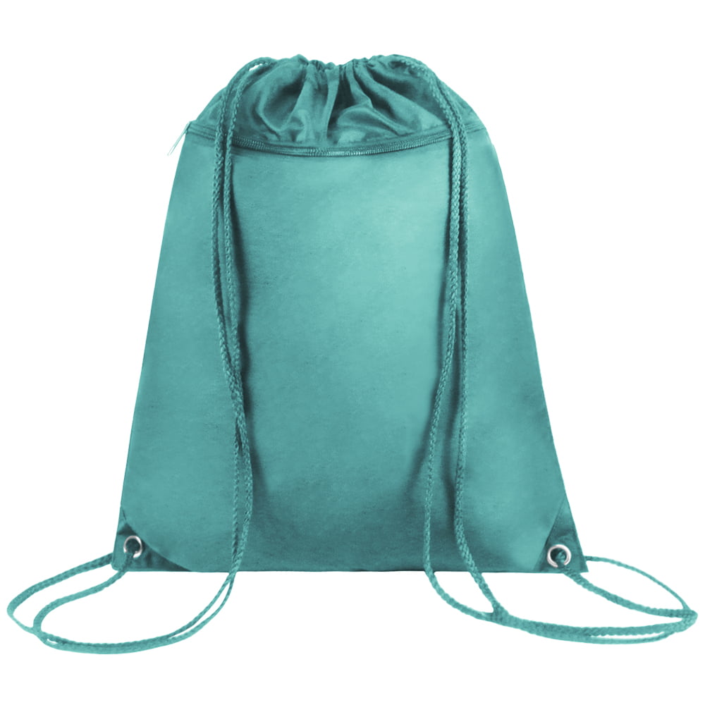 Turquoise Leather Drawstring Handbag Teal Leather Cinch Bag 