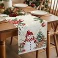 thumbnail image 5 of Beige Christmas Cotton Linen Table Runner for Dining Kitchen, Snowman Xmas Tree Elk Poinsettia Wedding Outdoor Party Tablerunners Decoration, Dresser Scarf Coffee Tablecloth Runners 13x48 Inches, 5 of 9