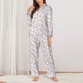 thumbnail image 2 of JUNZAN Playing Rabbit Print Womens Pajama Sets,Long Sleeve Button Down for Women Pjs 2 piece, 2 of 7