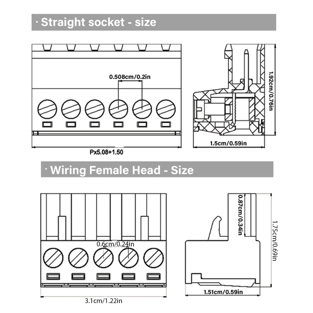 Geemin 10Set 5.08MM PCB Terminals Block Connector Butting 2/4/6/8Pin Screw Terminals