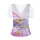thumbnail image 3 of Gibobby Camiseta de Manga Corta con Cuello en V Top manga corta con cuello en V encaje informal con estampado moda para mujer(Morado,XL), 3 of 4