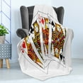 thumbnail image 4 of Queen Soft Flannel Fleece Throw Blanket, Queens Poker Set Faces Hearts and Spades Gambling Theme Playing Cards, Cozy Plush for Indoor and Outdoor Use, 70" x 90", Black Red Yellow, by Ambesonne, 4 of 5