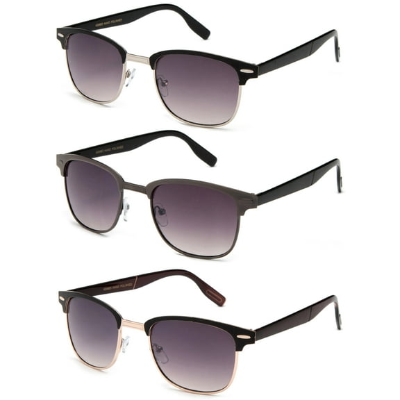 3 Pack Two Tone Metal Frame Vintage Fashion Sunglasses for Men for Women