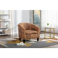 thumbnail image 2 of Accent Barrel Chair Linen Living Room Chair with nailheads and Solid Wood Legs Microfiber Fabric for Bedroom, Light Coffee, 2 of 7