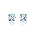 thumbnail image 5 of 14K Solid White Gold Blue Aquamarine Studs Gemstone Solitaire Earrings March Birthstone Jewelry, 5 of 10