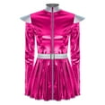 thumbnail image 4 of iiniim Women Metallic Shiny Cosplay Costume A-line Dress Astronaut Fancy Dress Outfits Hot Pink S, 4 of 6