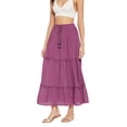 thumbnail image 5 of Women Solid Skirts Long Ruffle Layered Ladies Skirts for Summer, Purple, 5 of 6