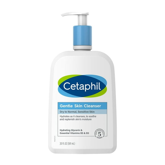 Face Wash by CETAPHIL, Hydrating Gentle Skin Cleanser for Dry to Normal Sensitive Skin, NEW 20oz, Fragrance Free, Soap Free and Non-Foaming