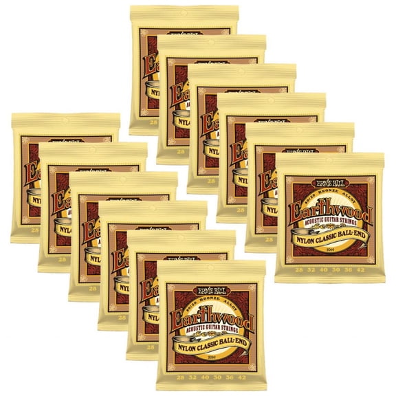 Ernie Ball Earthwood 80/20 Bronze Nylon Ball End Guitar Strings, Lot/12, P02069^12