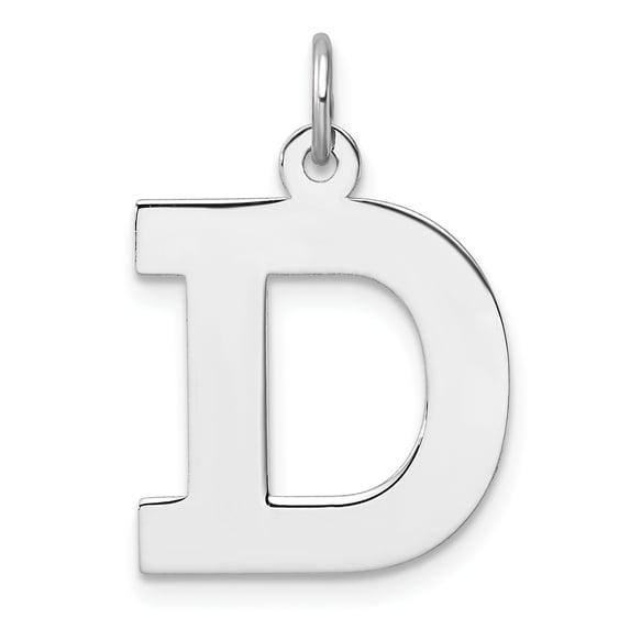 Sterling Silver Large Rhodium-Plated Block Letter D Initial Charm (Width 16.53) (Length 23.7) - Jbsp