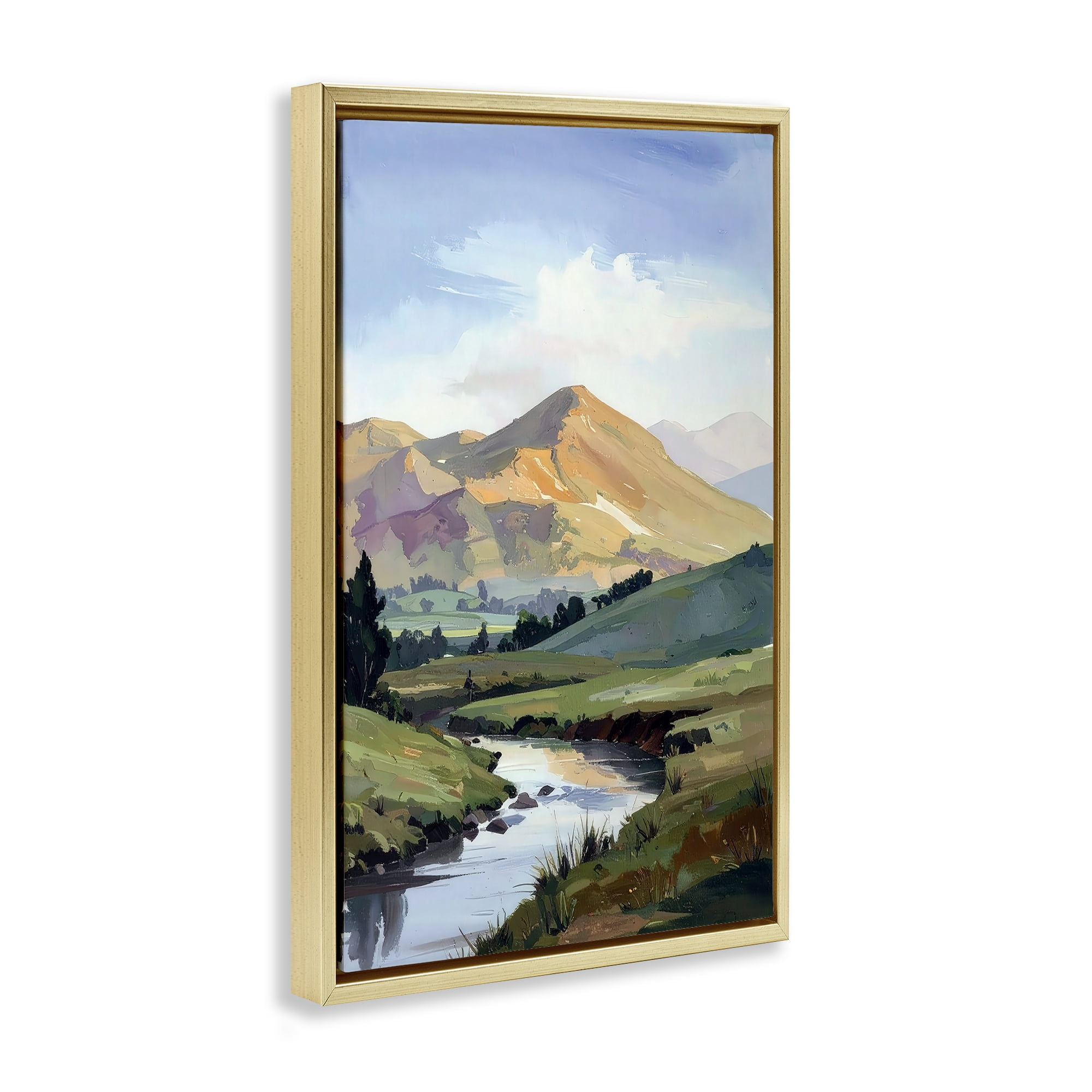 Stupell Industries Across The Valley Gold Framed Floater Canvas Wall Art, design by Alonza Saunders