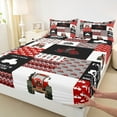 thumbnail image 3 of Manfei Cartoon Tractor Twin Sheet Sets,Rustic Farmhouse Cabin Twin Fitted Sheet,Red White Black Patchwork Plaid Flat Sheet For Boys,Super Cozy Room Decor,3pcs, 3 of 7