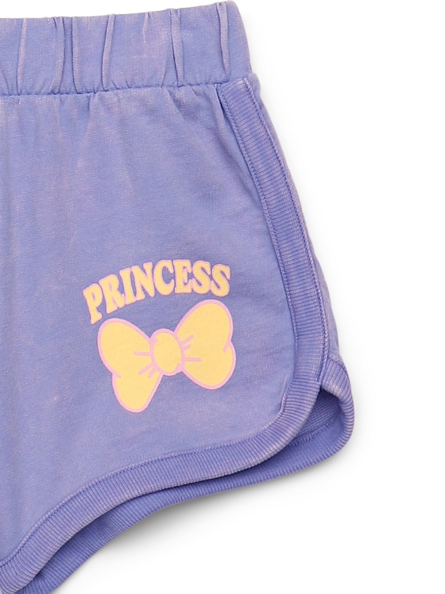 Disney Princess Toddler Girl's Short Sleeve Washed Graphic Crewneck Top with Matching Dolphin Short, Sizes 12M-5T