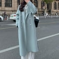 thumbnail image 7 of Women's Wool Blend Long Trench Coat Double Breasted Notched Collar Winter Jacket Casual Overcoat Dress Peacoat (XL, Light Blue), 7 of 7