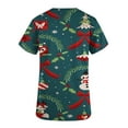 thumbnail image 5 of IROINNID Scrub Tops for Women Short Sleeve V-Neck Workwear Christmas Printing Tops With Pocket,Green C, 5 of 5