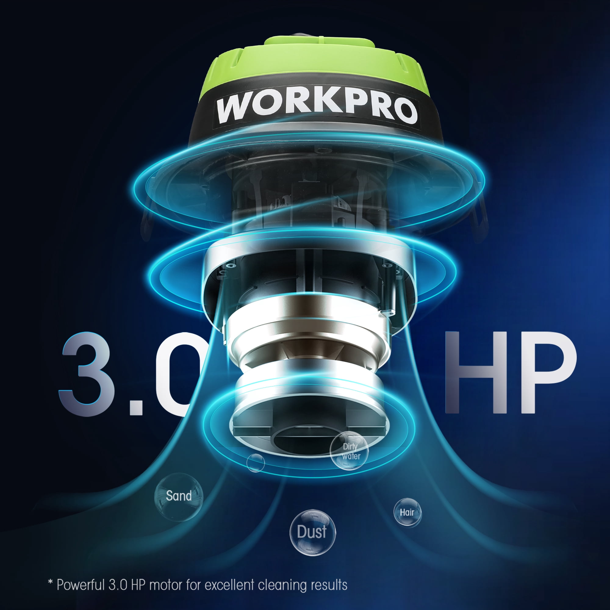 WORKPRO Wet Dry Vacuum 2.5 Gallon 3 Peak Horsepower Portable Shop Vacuum Cleaner Black W125080A
