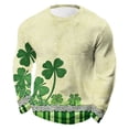 thumbnail image 2 of Ceisia Men's St. Patrick's Day Shamrock Lace Plaid Waffle Knit Top | Long Sleeve Crew Neck Casual Tee Gifts, 2 of 3