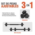 thumbnail image 3 of Set De Mancuernas Ajustables Barra Discos Pesas Ejercicio, 3 of 8