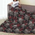 thumbnail image 6 of Sikiie Skull and Red Roses Ultra-Soft Micro flannel Blanket Luxury All Seasons Warm Blanket for Bedding Sofa and Travel (4 sizes)-60"x50", 6 of 7