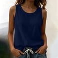 thumbnail image 2 of FAIWAD Tank Tops for Women Crew Neck Sleeveless Side Split Linen Shirts Casual Summer Beach Vacation Blouses, 2 of 9