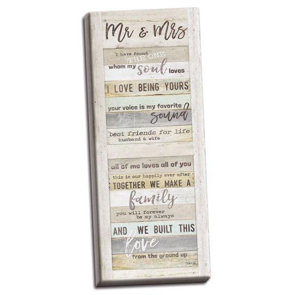 Gango Home Decor Contemporary Mr. and Mrs. by Marla Rae (Ready to Hang); One 8x20in Hand-Stretched Canvas
