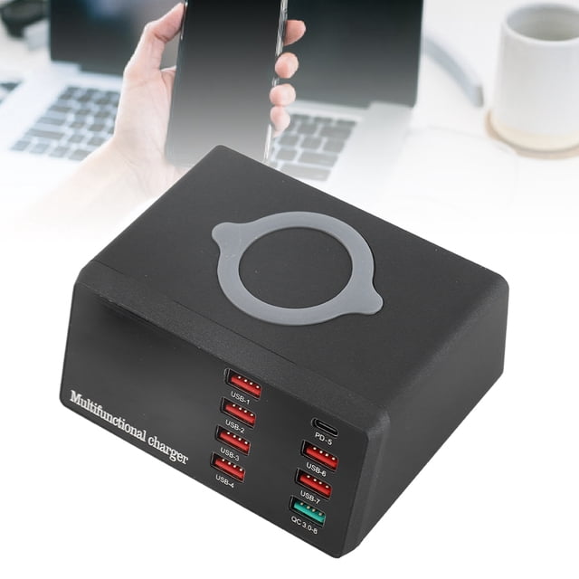 Tableta/portátil X9 8 Puerto CARGO USB USB CARGO RÁPIDO PD+QC3.0+Puerto USB Estación De Carga Con Pantalla LED Para Teléfono/computadora Portátil/tableta US Enchufe