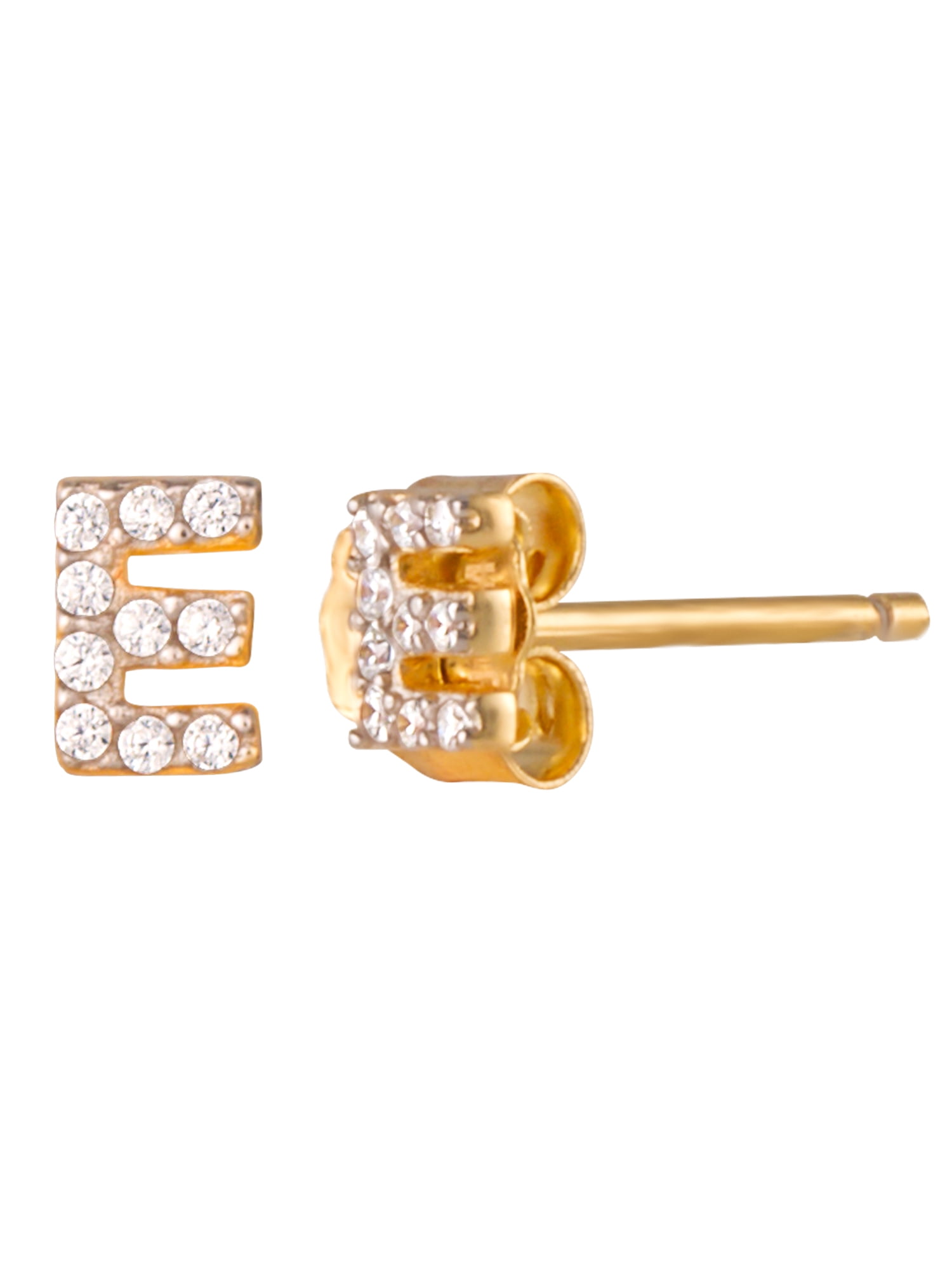 Brilliance Fine Women’s Sterling Silver 14kt Gold Plated Cubic Zirconia Initial E Pendant Set