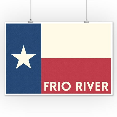 Frio River, Texas - Texas State Flag - Letterpress - Lantern Press Artwork (9x12 Art Print, Wall Decor Travel