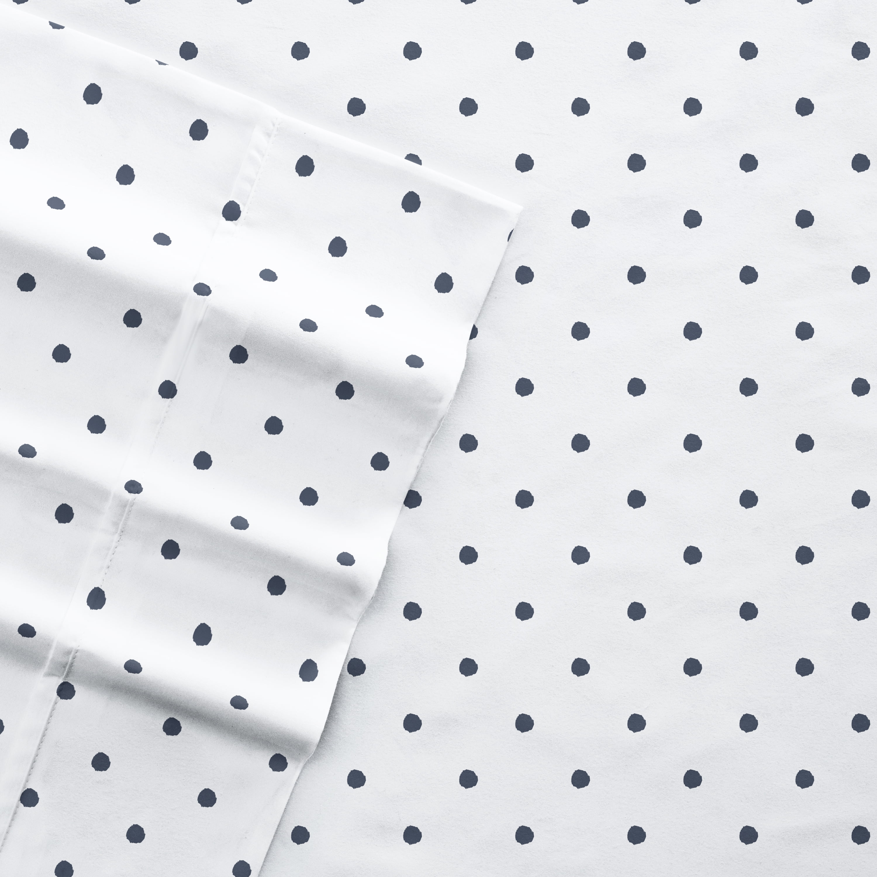 Noble Linens 4 Piece Pattern Microfiber Bed Sheets Set, Navy Dots, King