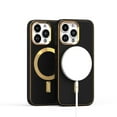 thumbnail image 6 of Phone Case for Apple iPhone 13 /6.1" Ultimate Leather Hybrid with MagSafe Compatible Bumper Gold Frame Protection Cover fit iPhone 13 - Black, 6 of 6