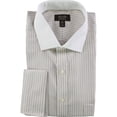 thumbnail image 1 of Tasso Elba - Camisa de vestir con botones a rayas para hombre, color marrón, cuello de 17 pulgadas, manga de 34 a 35 pulgadas, 1 of 1