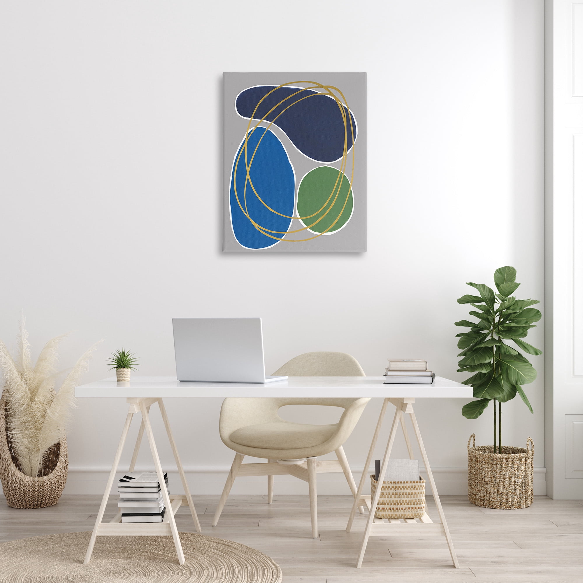 Stupell Industries Abstract Oblong Shapes Abstract Painting Gallery Wrapped Canvas Art Print Wall Art, 30 x 40