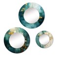 thumbnail image 2 of Designart "California Dreaming Retro Abstract in Gold and Teal I" Abstract Round Mirror Set of 3 - Modern Gold Round Office Wall Mounted Mirror Set, 2 of 5