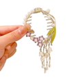 thumbnail image 2 of CSChome Griffe de Queue de Cheval Dame Griffe de Queue de Cheval - Fleur de Perle Brillante Décoration de Cheveux en Acier Inoxydable, 2 of 7