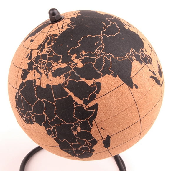 Globe Rotatif en Bois de Liège, Décoration de Cartes du Monde, Carte Géographique, Globes