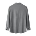 thumbnail image 3 of Dpytoraw Autumn And Winter Men's Cotton And Linen Solid Color Double Pocket Design Long Sleeve Shirt, 3 of 4
