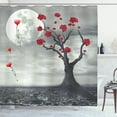 thumbnail image 5 of Spring Pink Cherry Blossoms Burgundy Flower Fabric Shower Curtain Leaves Tree Branch Cherry Floral Bathroom r Set Waterproof, 5 of 7