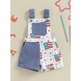 thumbnail image 2 of 4th of July Toddler Baby Girl Boy One Piece Outfit American Flag Overalls Romper Sleeveless Suspender Shorts Jumpsuit with Pocket, 2 of 7