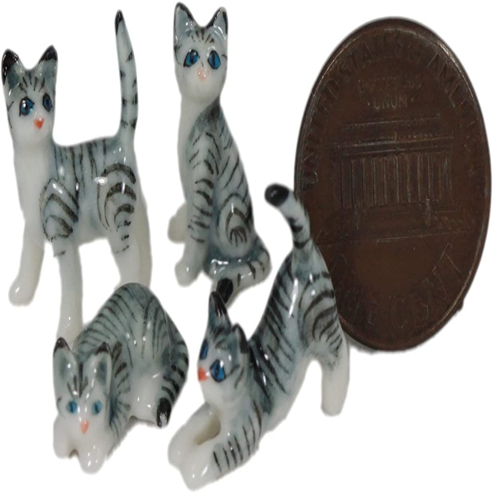 KITTEN Ceramic Pottery Statue Animal   Miniature Figurine#1 4 TIGER CATS 