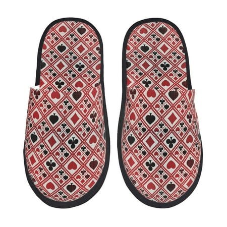Balery Poker Slient Indoor Furry Fleece Comfort House Shoes Soft Non-Slip Home Shoes Cotton slippers House Slippers-- Medium