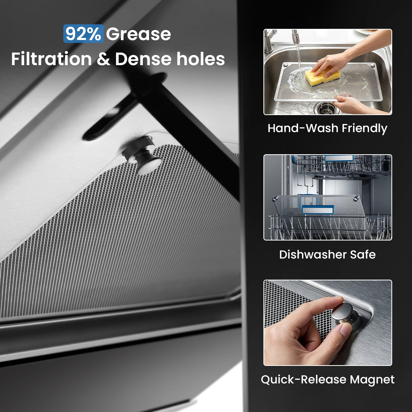 ROBAM 30”Under Cabinet Range Hood, 850 CFM Powerful Suction, Side-Draft Design with Touch Control, Dishwasher Safe Filter, Tempered Glass Surface Vent Hood 3 Speed Exhaust Fan